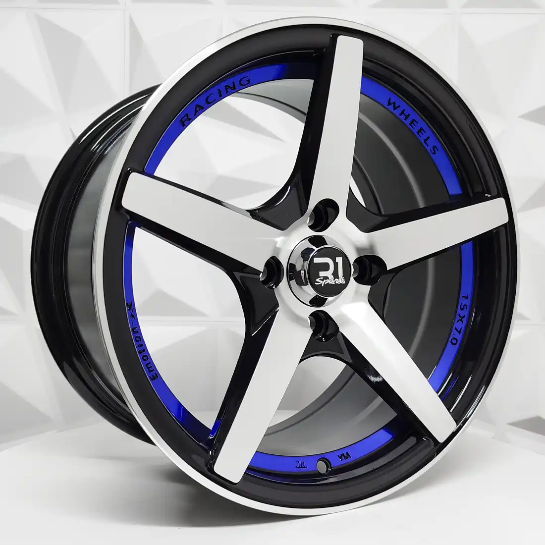 RIN 16X7 4-100/114.3 R1 SPORT RGW8808(65034G) MACHINE BLACK+BLUE UNDERCUT ET30 CB67.1 