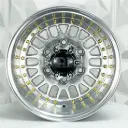 RIN 14X8 6-139.7 R1 SPORT LG20 SILVER MACHINE LIP GOLD RIVETS ET-27 CB110