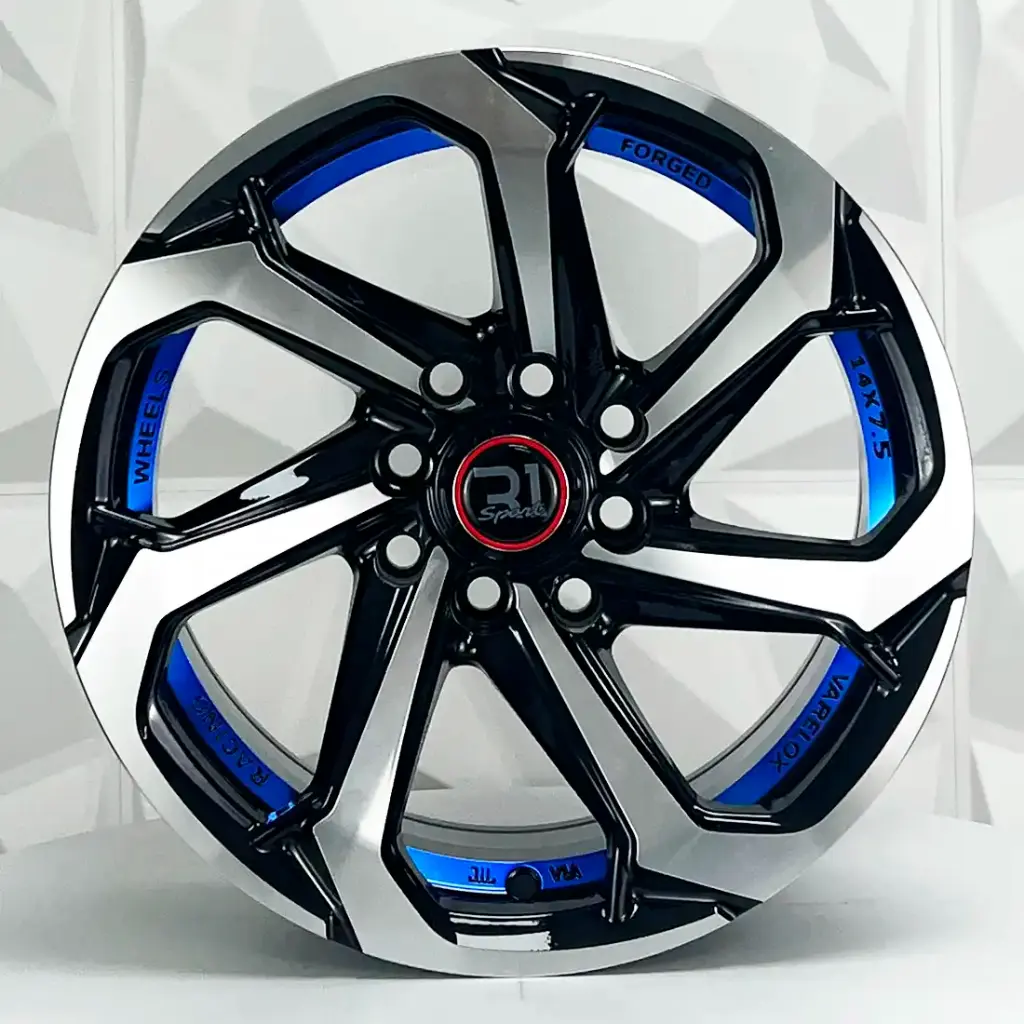 RIN 14X7.5 4-100/114.3 R1 SPORT 373 BLACK MACHINE AND BLUE UNDERCUT ET0 CB73.1