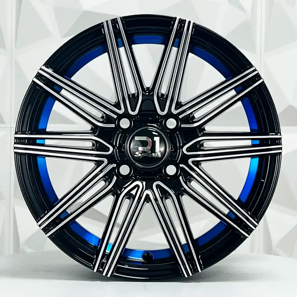 RIN 14X6.5 4-100 R1 SPORT JA130 BLACK MACHINE FACE BLUE LINE ET25 CB73.1