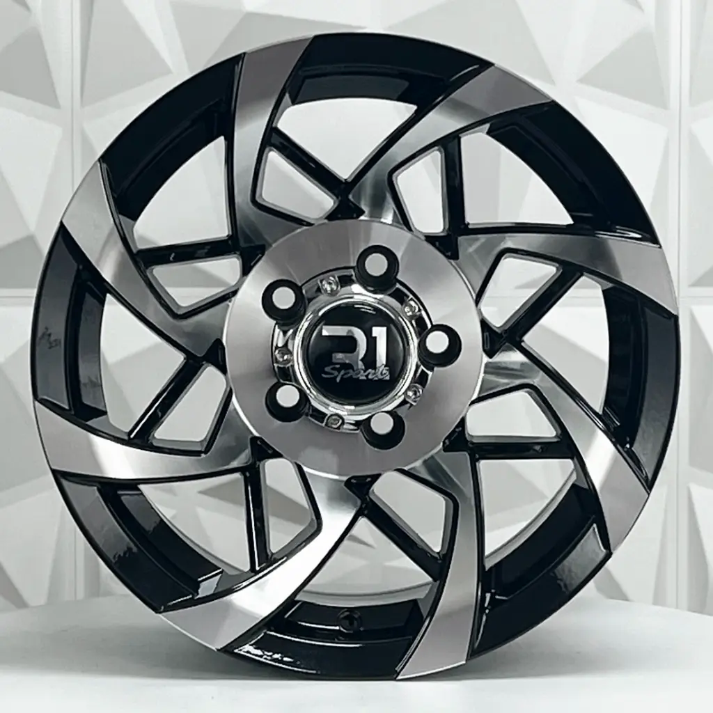 RIN 16X8 6-114.3 R1 SPORT 1074 BLACK MACHINE FACE MACHINE LIP ET-15 CB83