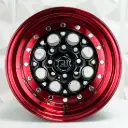 RIN 13X8 4-100/114.3 R1 SPORT 767 BLACK MACHINE LIP+RED CHROME RIVETS ET-10 CB73