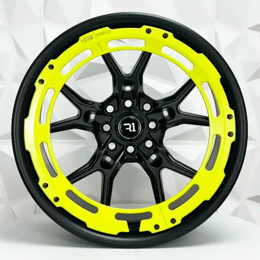 [174695] RIN 17X8.5 4-100/114.3 R1 SPORT QC1840A MATTE BF MATTE YELLOW RING ET20 CB73.1